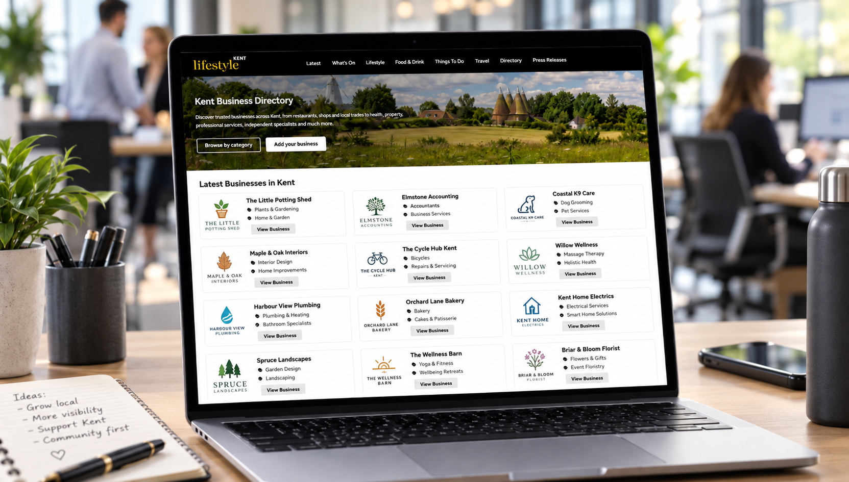 Kent business directory listings displayed on Kent Lifestyle Magazine