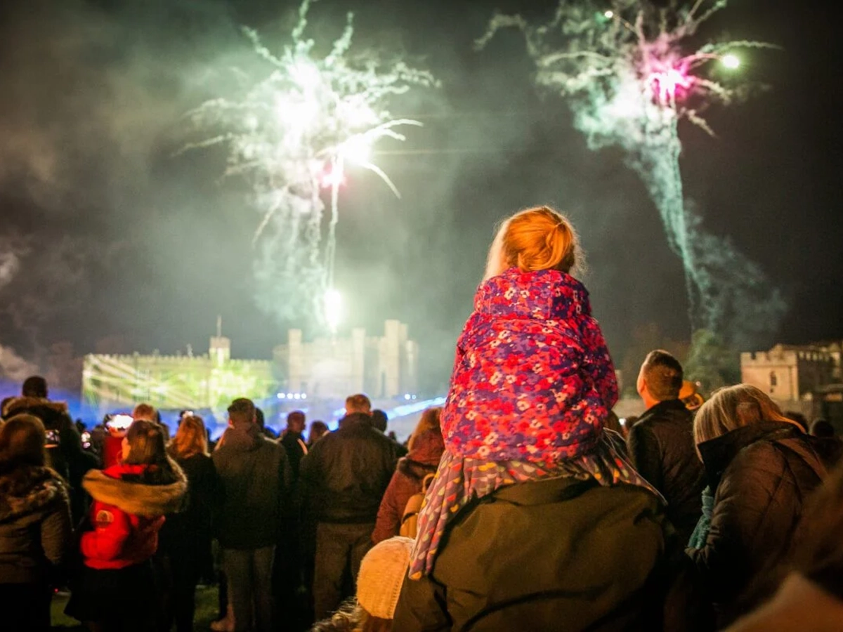 Family Watching Leeds Castle Fireworks
